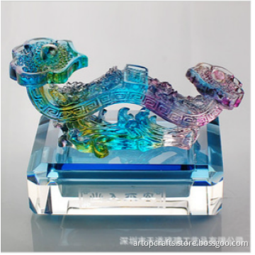 Crystal Colored Glaze Craft Feng shui Jade Ruyi for Car Decoration